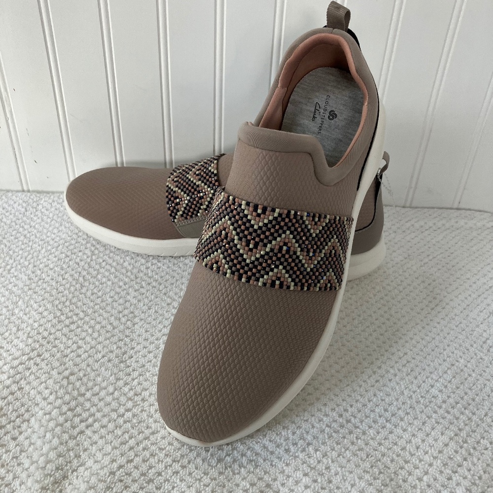 Clarks Nova Way Cloudsteppers Stone Tan Slip On Loafers Flats 11 Wide